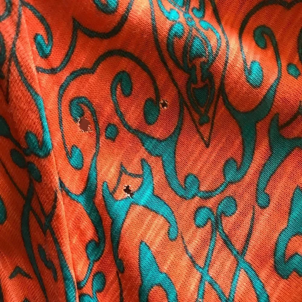 Tommy Bahama Orange Printed Maxi Dress w/ Pinholes Size S - Picture 6 of 14